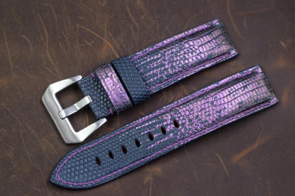 BESPOKE BLUE PURPLE LIZARD LEATHER WATCH STRAP HDLZ13