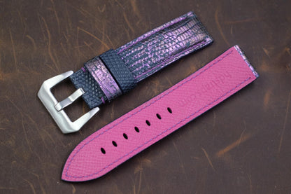 BESPOKE BLUE PURPLE LIZARD LEATHER WATCH STRAP HDLZ13