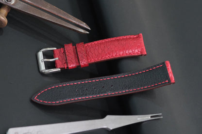 BESPOKE GENUINE RED BEAVER TAIL LEATHER WATCH STRAP HDLE04