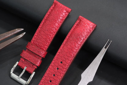 BESPOKE GENUINE RED BEAVER TAIL LEATHER WATCH STRAP HDLE04