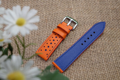 BESPOKE GENUINE ORANGE EPSOM RALLY LEATHER WATCH STRAP BAND HDLE07