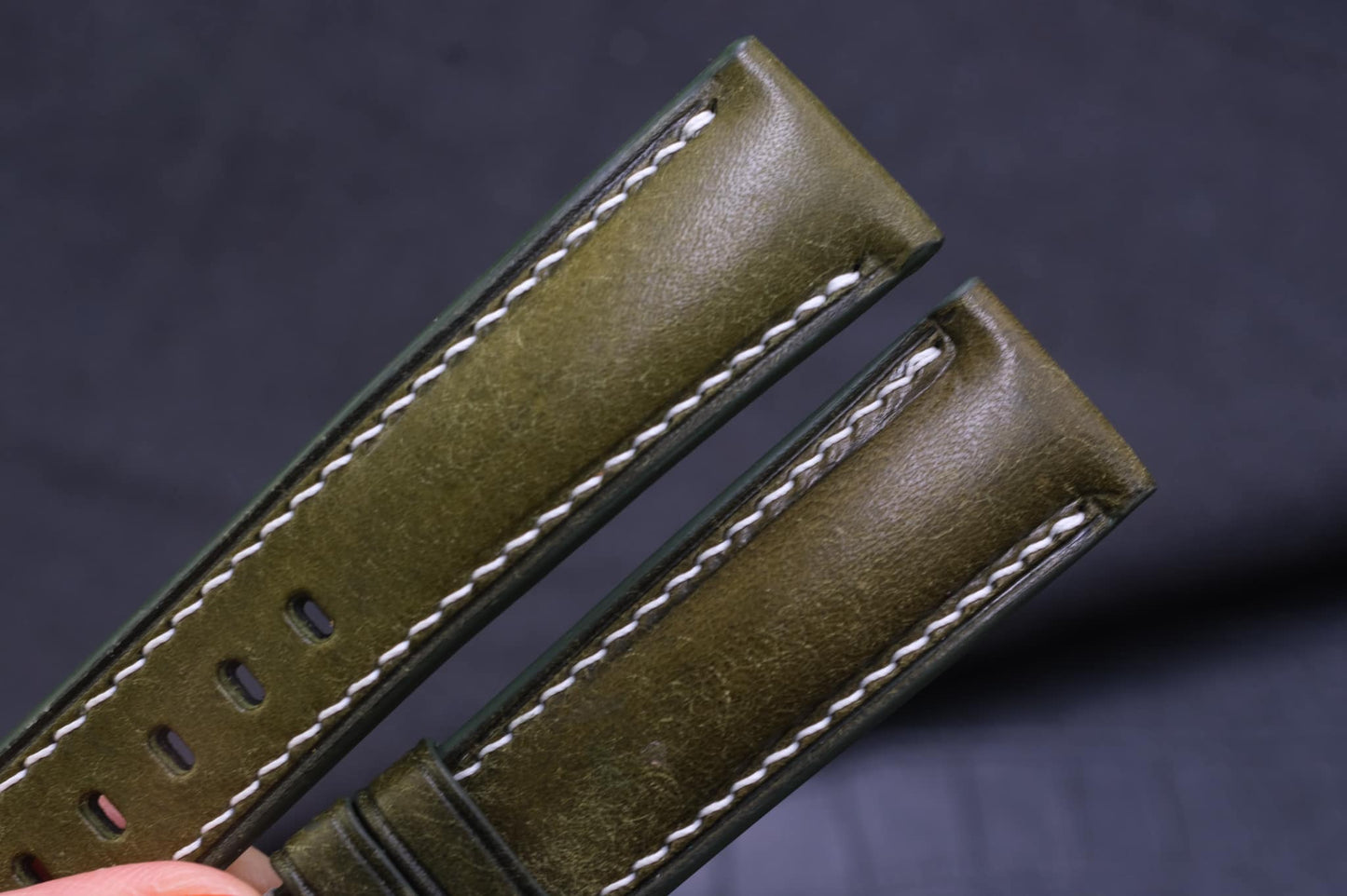 BESPOKE GENUINE OLIVE GREEN COW LEATHER WATCH STRAP BAND HDGLE05