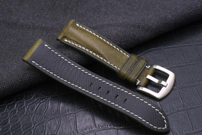 BESPOKE GENUINE OLIVE GREEN COW LEATHER WATCH STRAP BAND HDGLE05