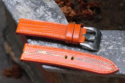 BESPOKE ORANGE LIZARD LEATHER WATCH STRAP HDLZ18