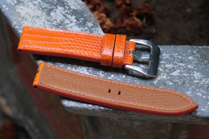 BESPOKE ORANGE LIZARD LEATHER WATCH STRAP HDLZ18