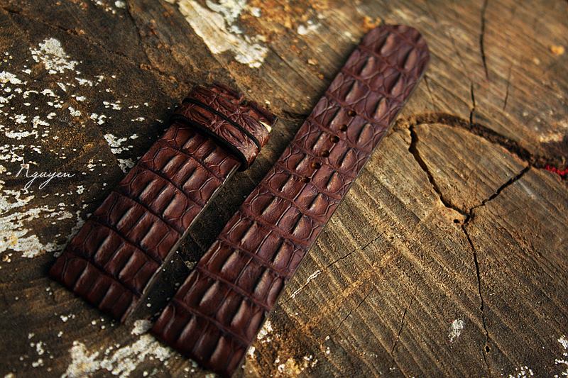 BESPOKE GENUINE CROCODILE BABY CROCODILE HORNBACKS LEATHER WATCH STRAP HDCS39