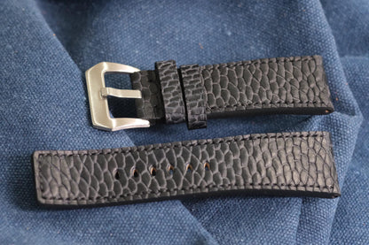 BESPOKE GENUINE BLACK BEAVER TAIL LEATHER WATCH STRAP HDLE05