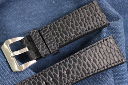 BESPOKE GENUINE BLACK BEAVER TAIL LEATHER WATCH STRAP HDLE05