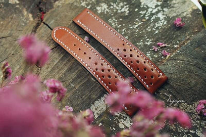 BESPOKE GENUINE VINTAGE BROWN VEG TANNED LEATHER STRAP FOR OMEGA CLASP HDOS01