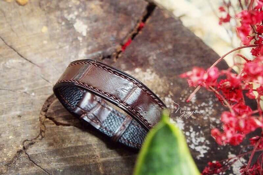 BESPOKE GENUINE BROWN CROCODILE SKIN LEATHER STRAP HDCS07