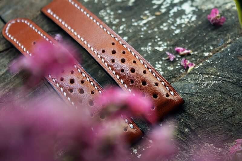 BESPOKE GENUINE VINTAGE BROWN VEG TANNED LEATHER STRAP FOR OMEGA CLASP HDOS01