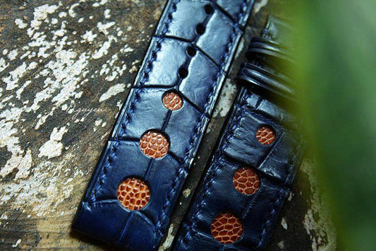 BESPOKE GENUINE BLUE CROCODILE SKIN LEATHER STRAP HDCS11