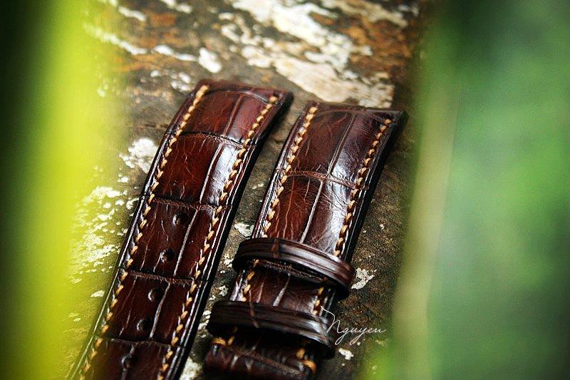 BESPOKE GENUINE BROWN CROCODILE SKIN LEATHER STRAP HDCS06