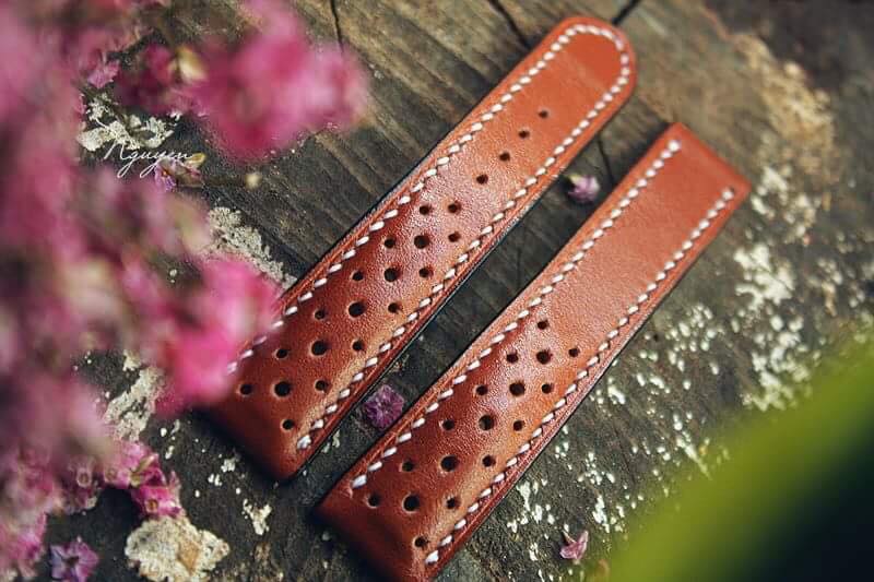 BESPOKE GENUINE VINTAGE BROWN VEG TANNED LEATHER STRAP FOR OMEGA CLASP HDOS01