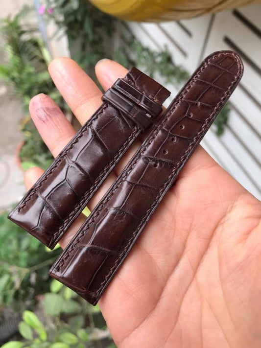 BESPOKE GENUINE BROWN CROCODILE SKIN LEATHER STRAP HDCS13