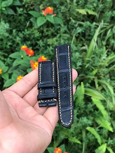 BESPOKE GENUINE BLACK CROCODILE SKIN LEATHER STRAP HDCS10