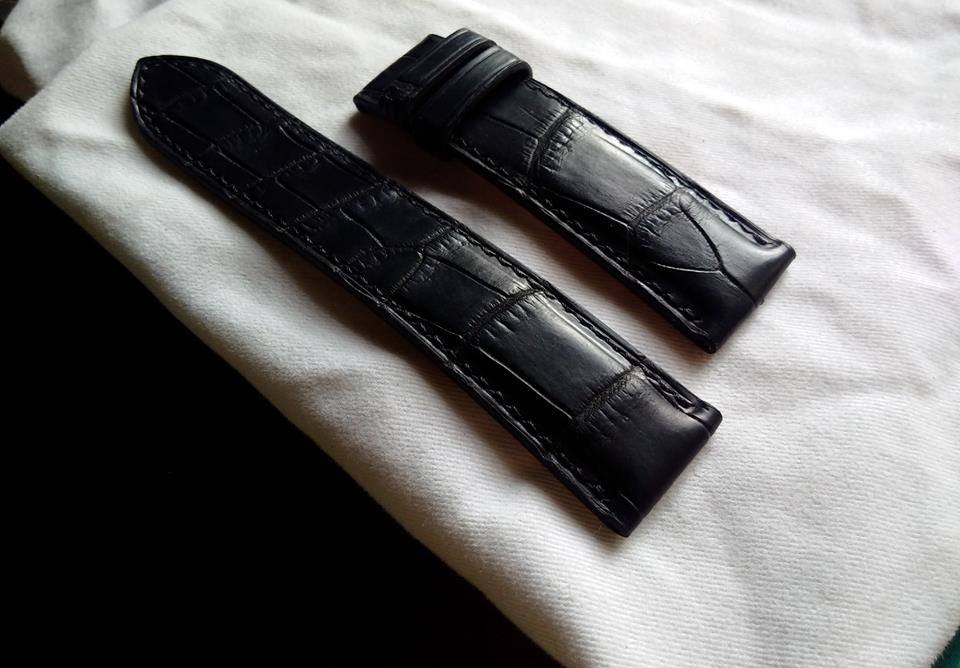 BESPOKE GENUINE BLACK CROCODILE SKIN LEATHER STRAP HDCS01