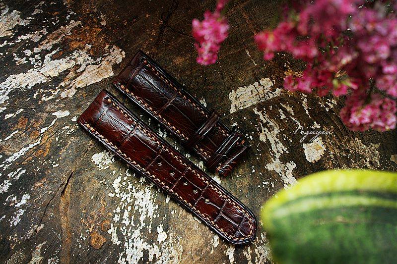 BESPOKE GENUINE BROWN CROCODILE SKIN LEATHER STRAP HDCS06