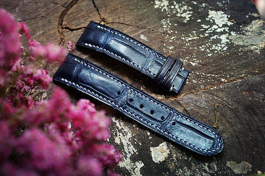 BESPOKE GENUINE BLUE CROCODILE SKIN LEATHER STRAP HDCS08