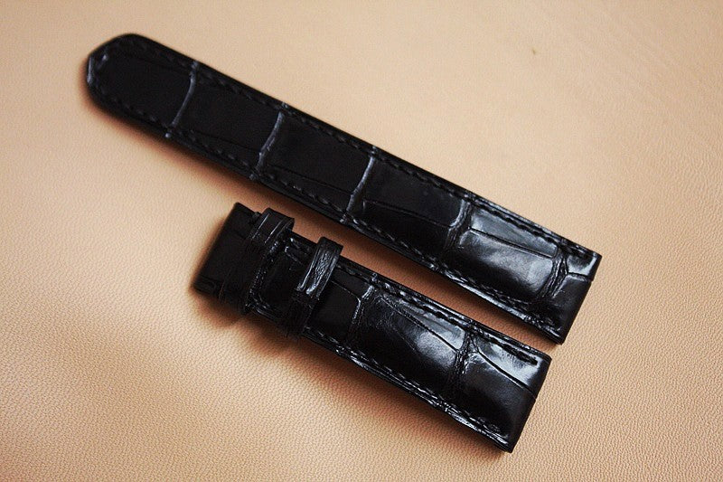 BESPOKE GENUINE BLACK CROCODILE SKIN LEATHER STRAP HDCS01