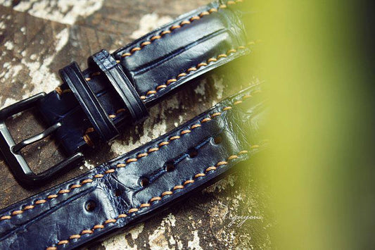 BESPOKE GENUINE BLUE CROCODILE SKIN LEATHER STRAP HDCS14