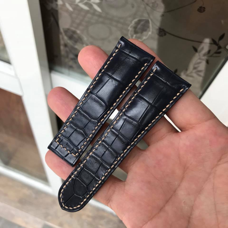 BESPOKE GENUINE BLACK CROCODILE SKIN LEATHER STRAP HDCS15