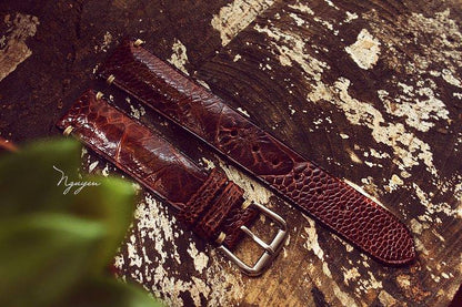 BESPOKE GENUINE BROWN OSTRICH LEG SKIN LEATHER STRAP HDOL34