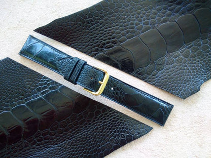 BESPOKE GENUINE BLACK OSTRICH LEG SKIN LEATHER STRAP HDOL26