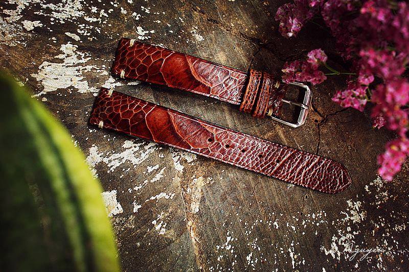 BESPOKE GENUINE BROWN OSTRICH LEG SKIN LEATHER STRAP HDOL34