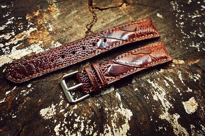 BESPOKE GENUINE BROWN OSTRICH LEG SKIN LEATHER STRAP HDOL25