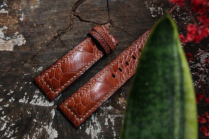 BESPOKE GENUINE BROWN OSTRICH LEG SKIN LEATHER STRAP HDOL28