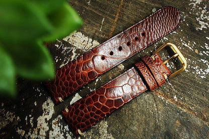 BESPOKE GENUINE BROWN OSTRICH LEG SKIN LEATHER STRAP HDOL28