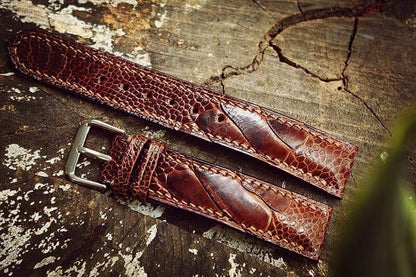 BESPOKE GENUINE BROWN OSTRICH LEG SKIN LEATHER STRAP HDOL25