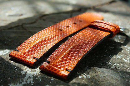 BESPOKE GENUINE ORANGE LIZARD SKIN LEATHER STRAP HDLZ42