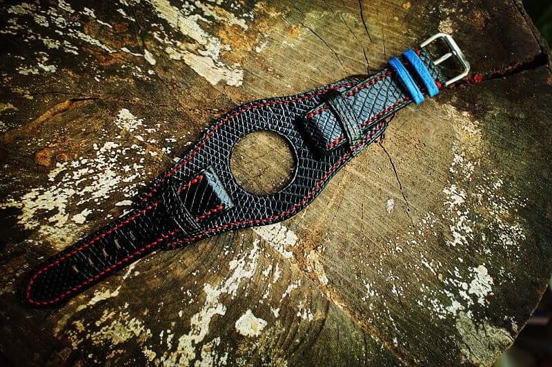 BESPOKE GENUINE BLACK LIZARD SKIN LEATHER STRAP HDLZ26