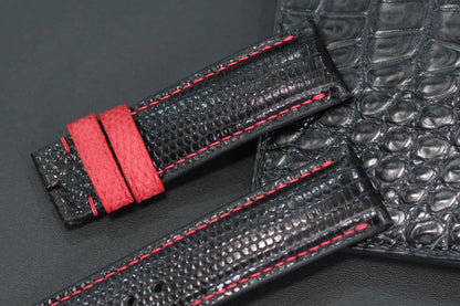 BESPOKE GENUINE BLACK LIZARD SKIN LEATHER STRAP HDLZ03