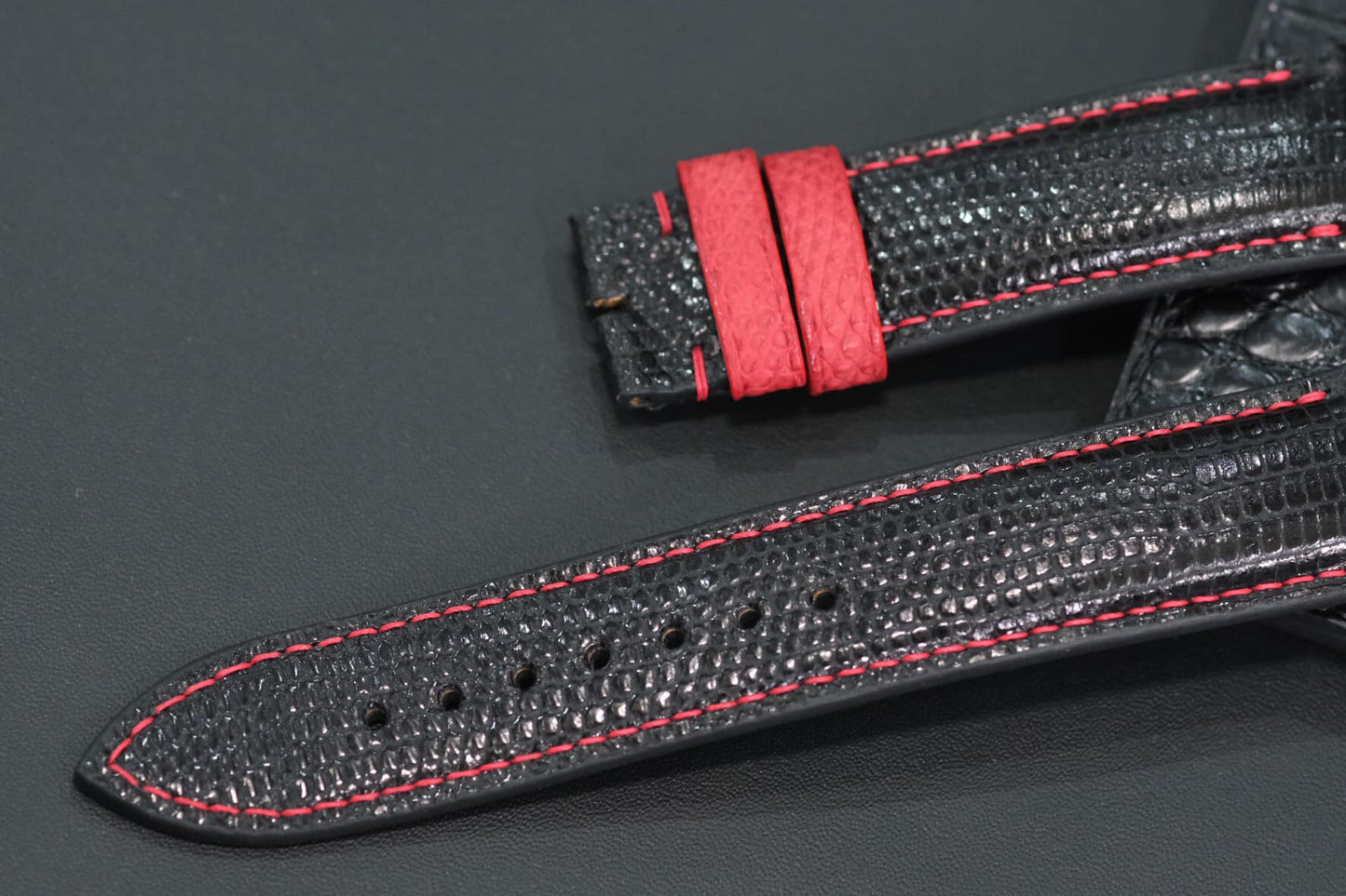 BESPOKE GENUINE BLACK LIZARD SKIN LEATHER STRAP HDLZ03