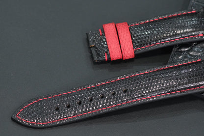 BESPOKE GENUINE BLACK LIZARD SKIN LEATHER STRAP HDLZ03