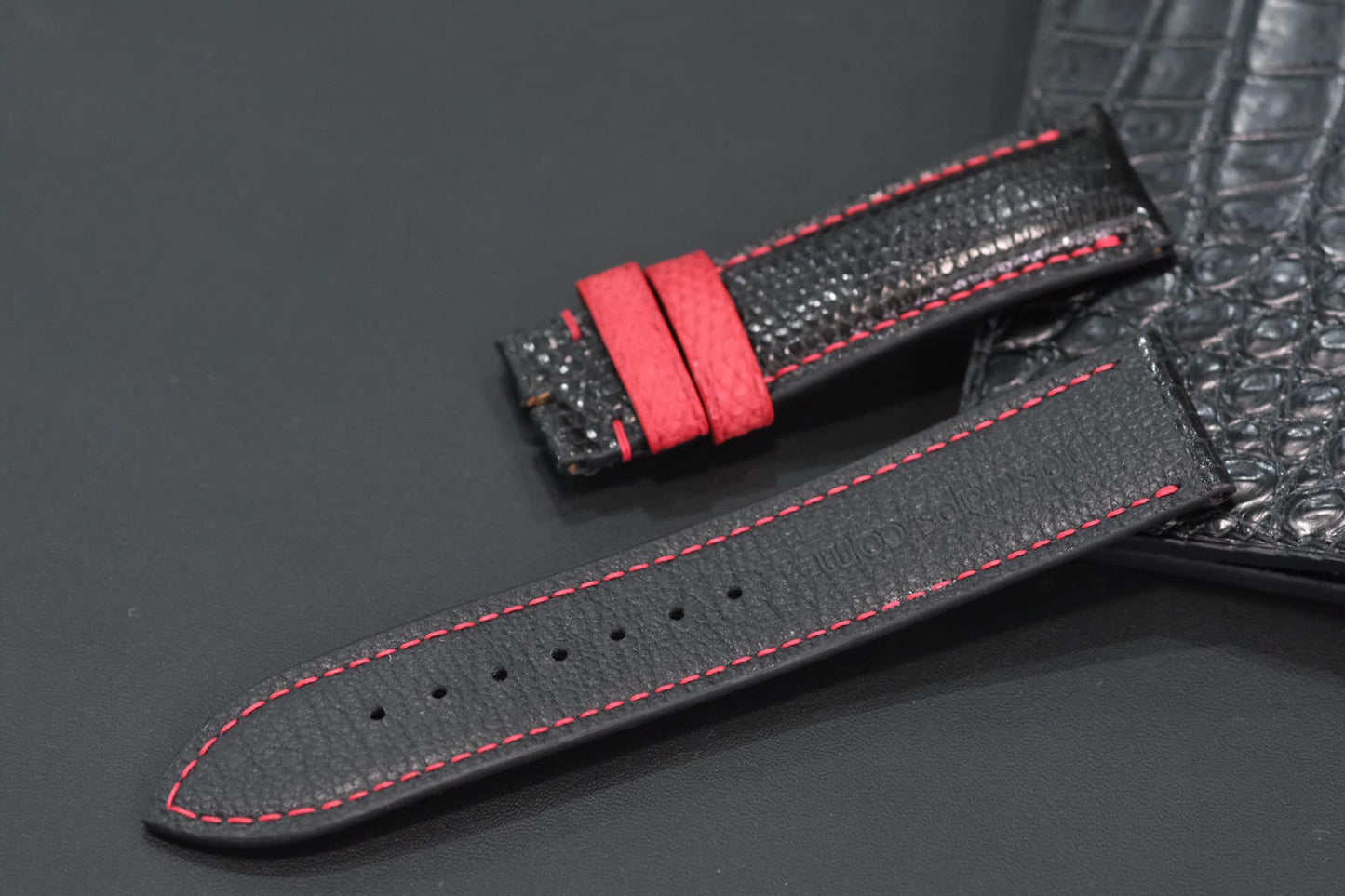 BESPOKE GENUINE BLACK LIZARD SKIN LEATHER STRAP HDLZ03