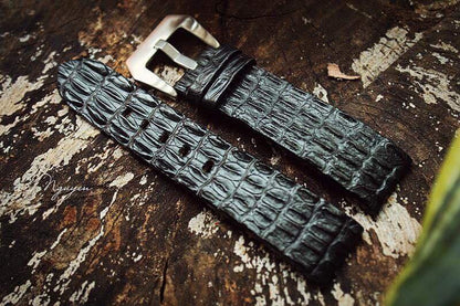 BESPOKE GENUINE BLACK CROCODILE SKIN LEATHER STRAP HDCS16