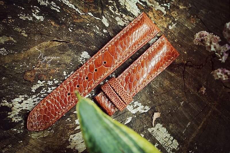 BESPOKE GENUINE YELLOW OSTRICH LEG SKIN LEATHER STRAP HDOL23