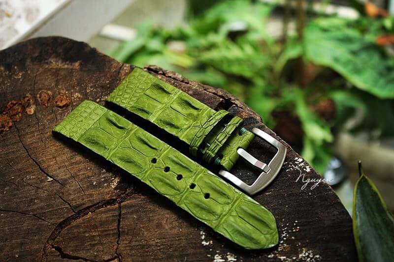 BESPOKE GENUINE GREEN CROCODILE SKIN LEATHER STRAP HDCS25