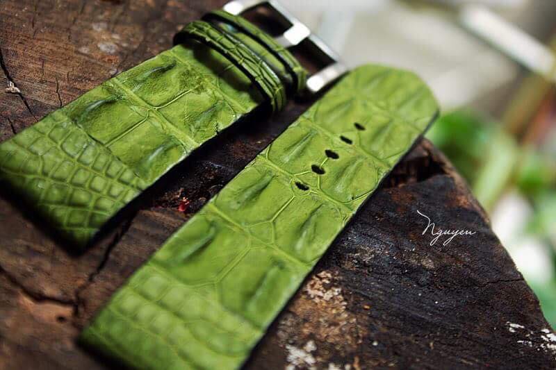 BESPOKE GENUINE GREEN CROCODILE SKIN LEATHER STRAP HDCS25