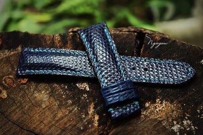 BESPOKE GENUINE BLUE LIZARD SKIN LEATHER STRAP HDLZ21