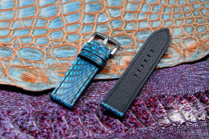 Blue cobra snake skin leather strap HDKS02