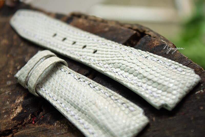 BESPOKE GENUINE WHITE LIZARD SKIN LEATHER STRAP HDLZ23