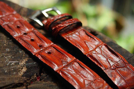 BESPOKE GENUINE BROWN CROCODILE SKIN LEATHER STRAP HDCS23