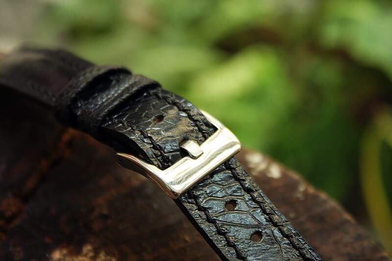 BESPOKE GENUINE BLACK OSTRICH LEG SKIN LEATHER STRAP HDOL21