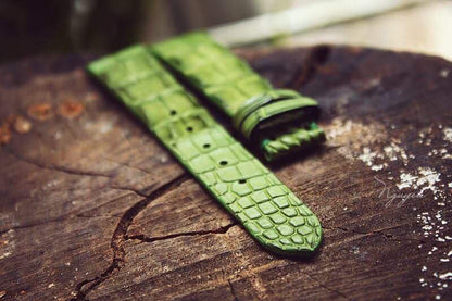 BESPOKE GENUINE GREEN CROCODILE SKIN LEATHER STRAP HDCS25