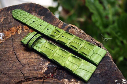 BESPOKE GENUINE GREEN CROCODILE SKIN LEATHER STRAP HDCS25